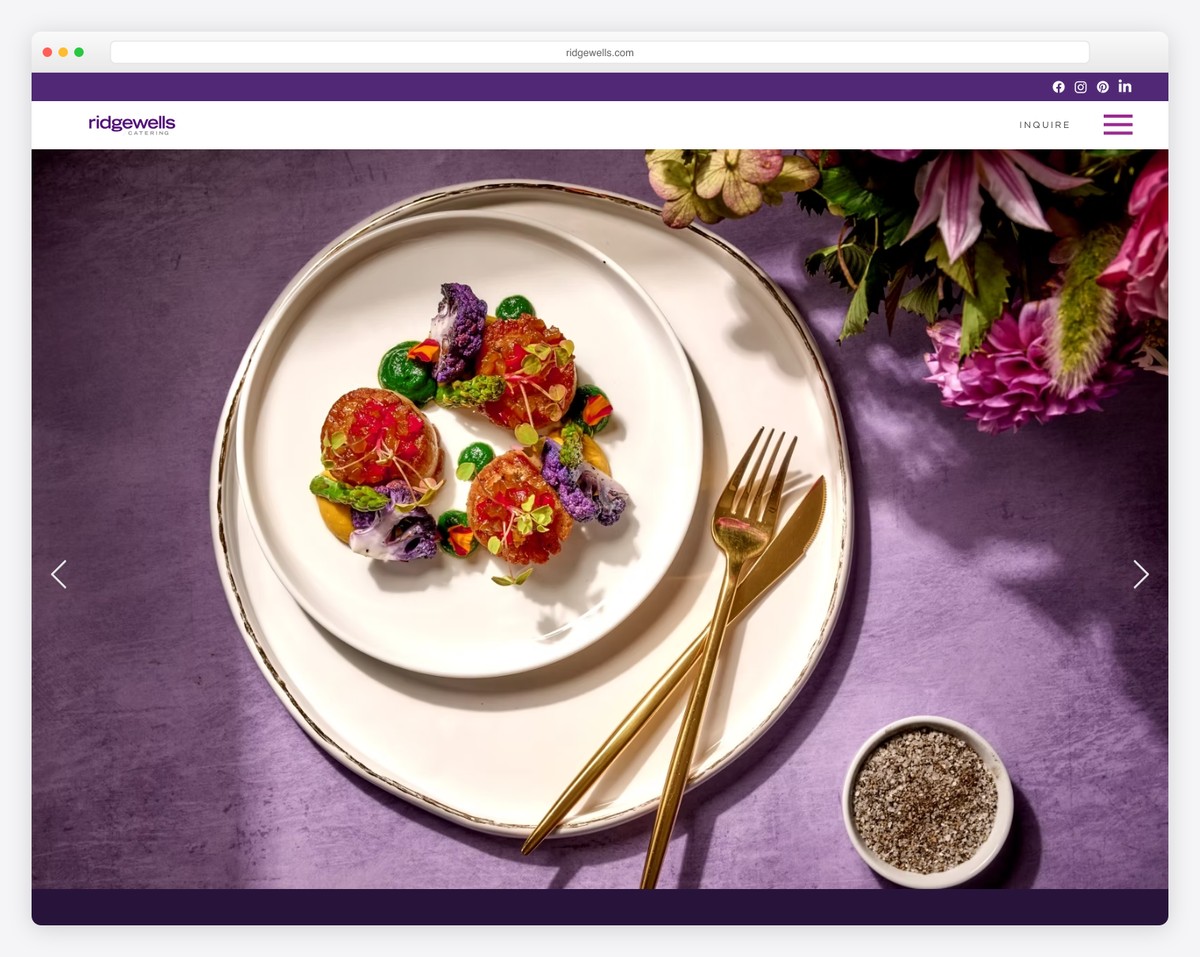 ridgewells catering website example