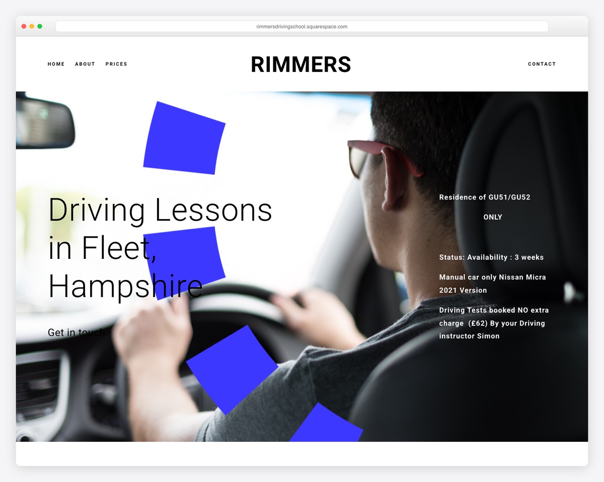 rimmer's driving school website example