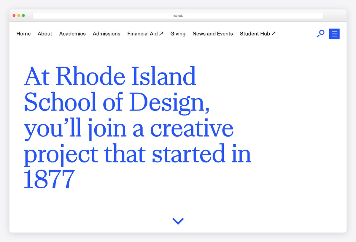 Rhode Island School of Design homepage design
