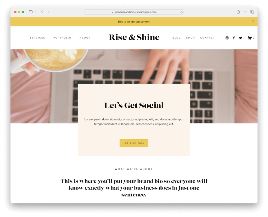 rise and shine squarespace consultant template