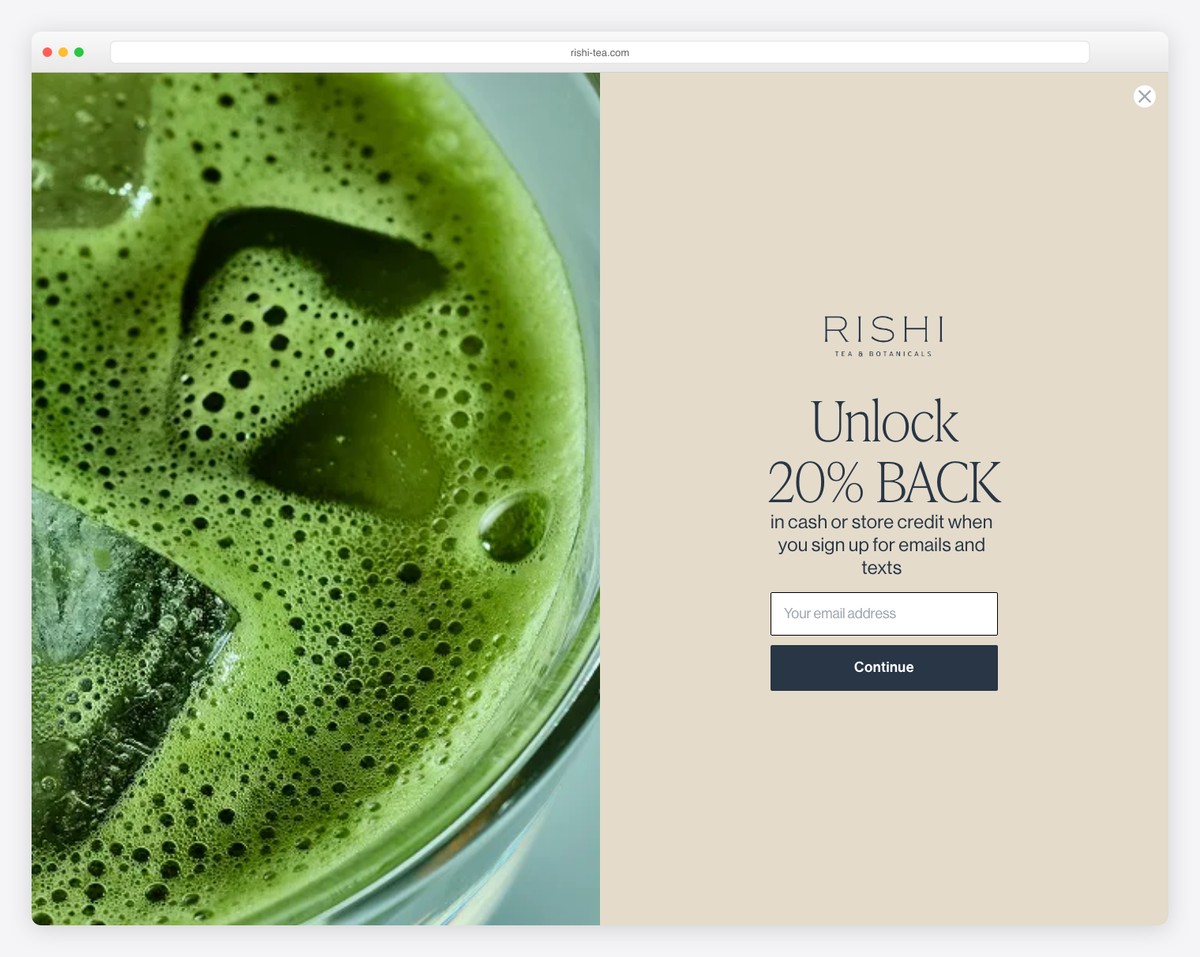rishi tea & botanicals website example