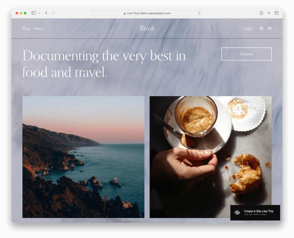 rivoli squarespace food and drink template