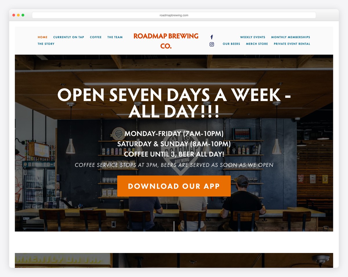 roadmap brewing co. website example