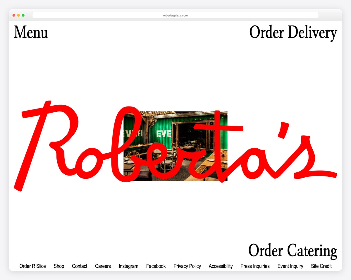 Roberta's Pizza website