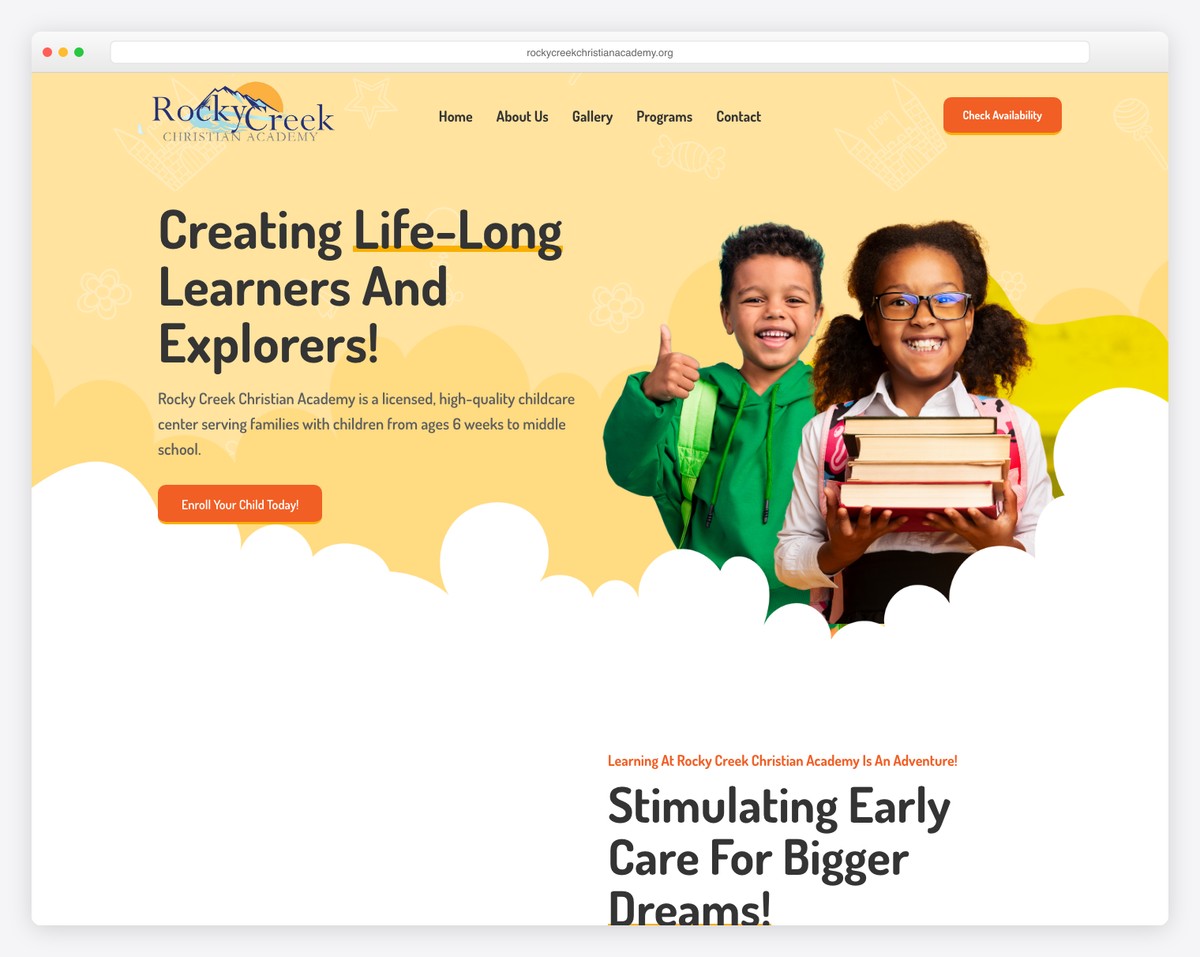 rocky creek christian academy website example
