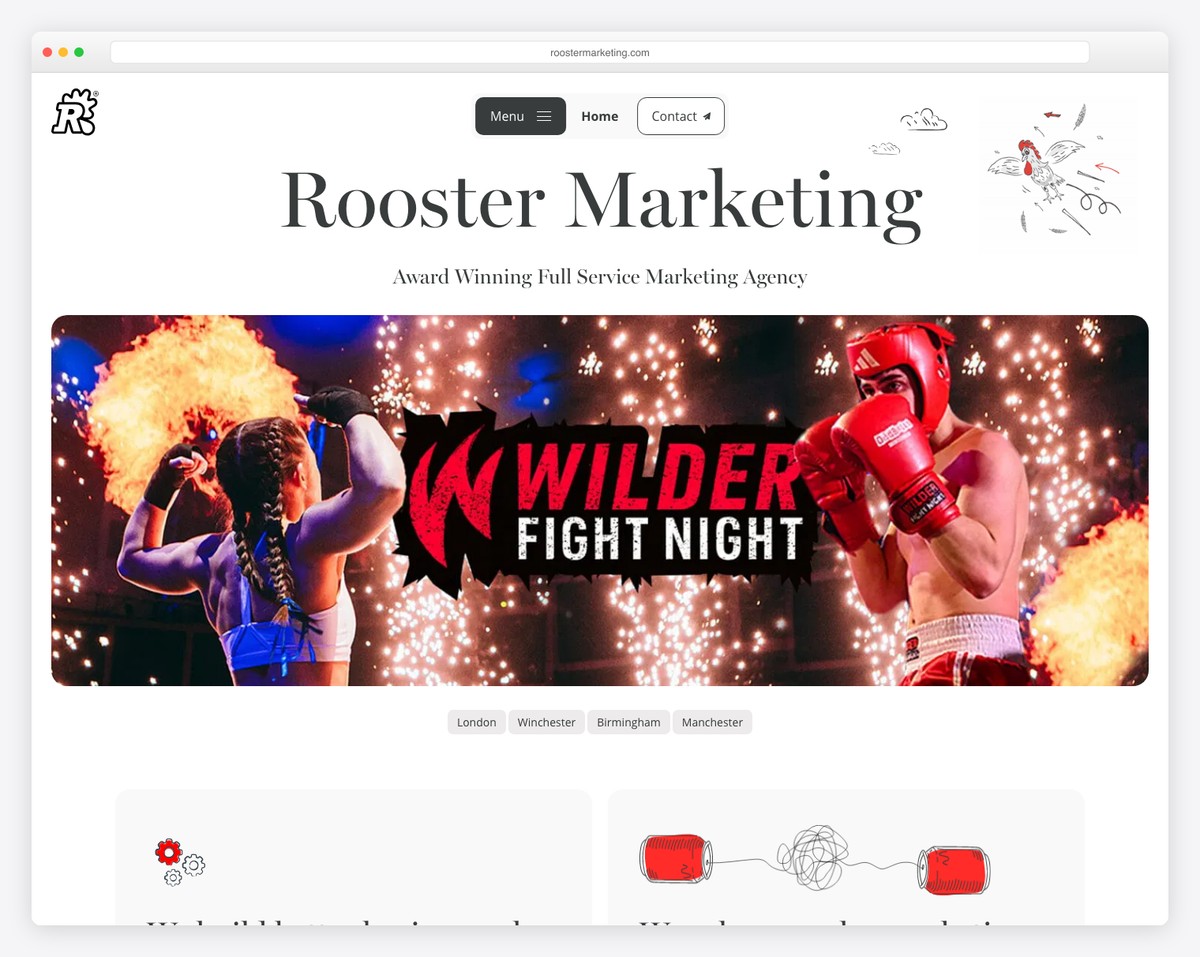 rooster marketing bluehost website example