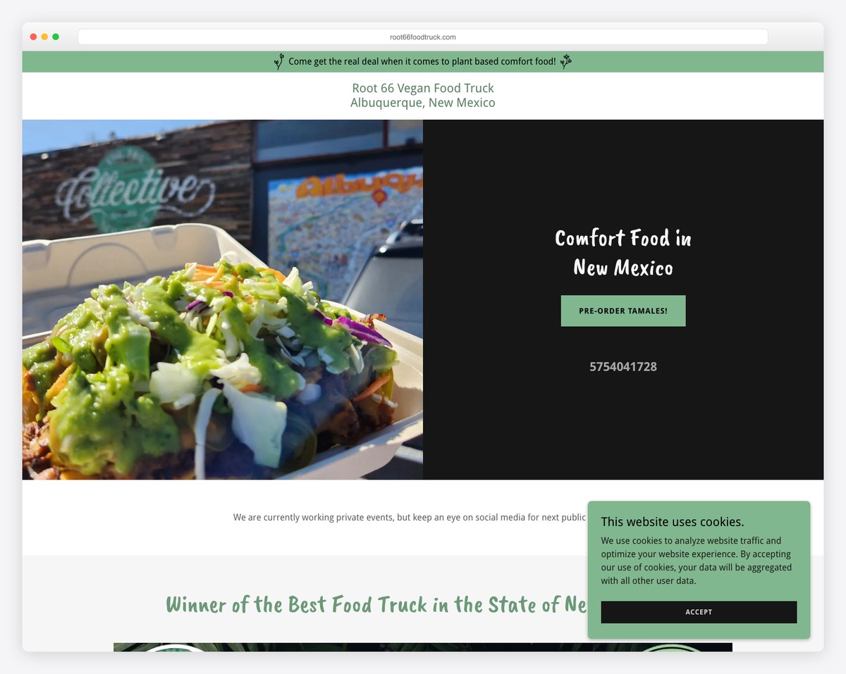 root 66 food truck website example