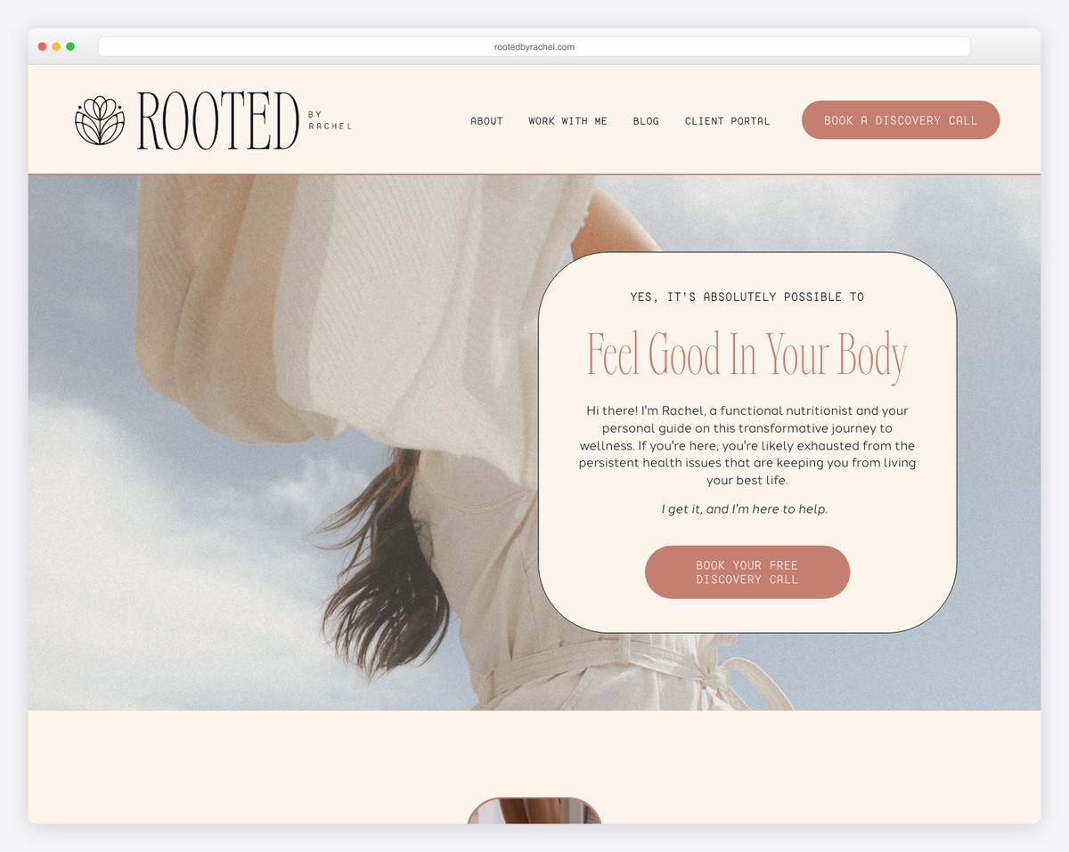 rooted by rachel website example