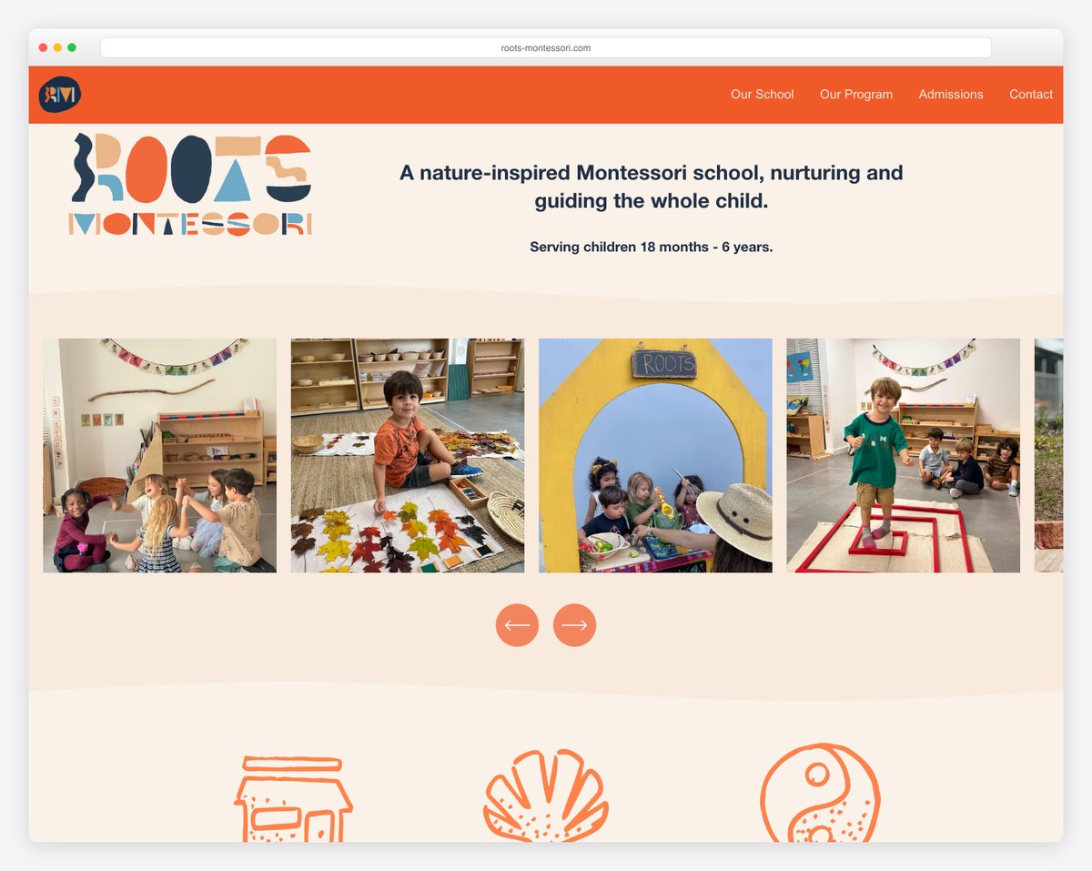 roots montessori website example