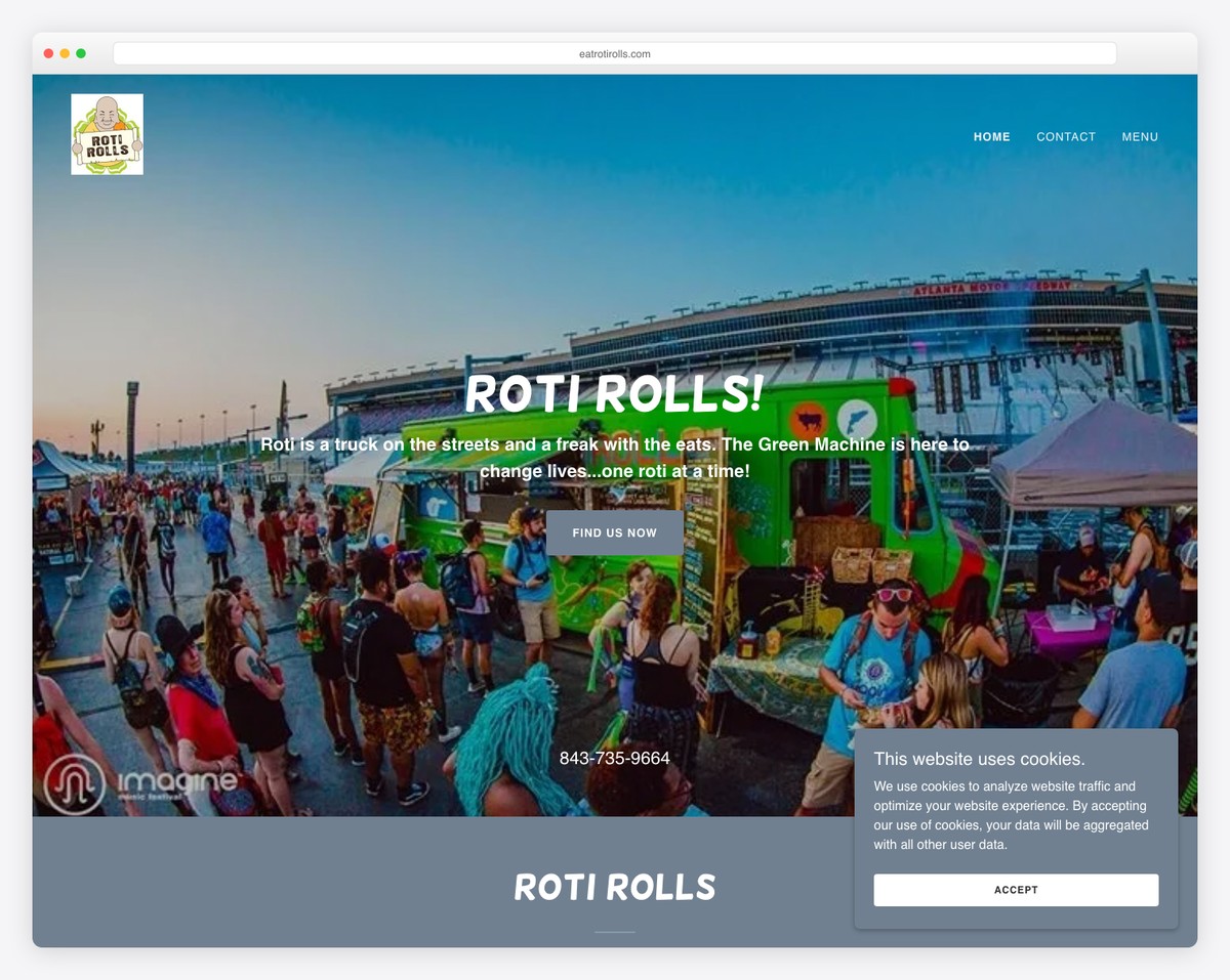 roti rolls food truck website example
