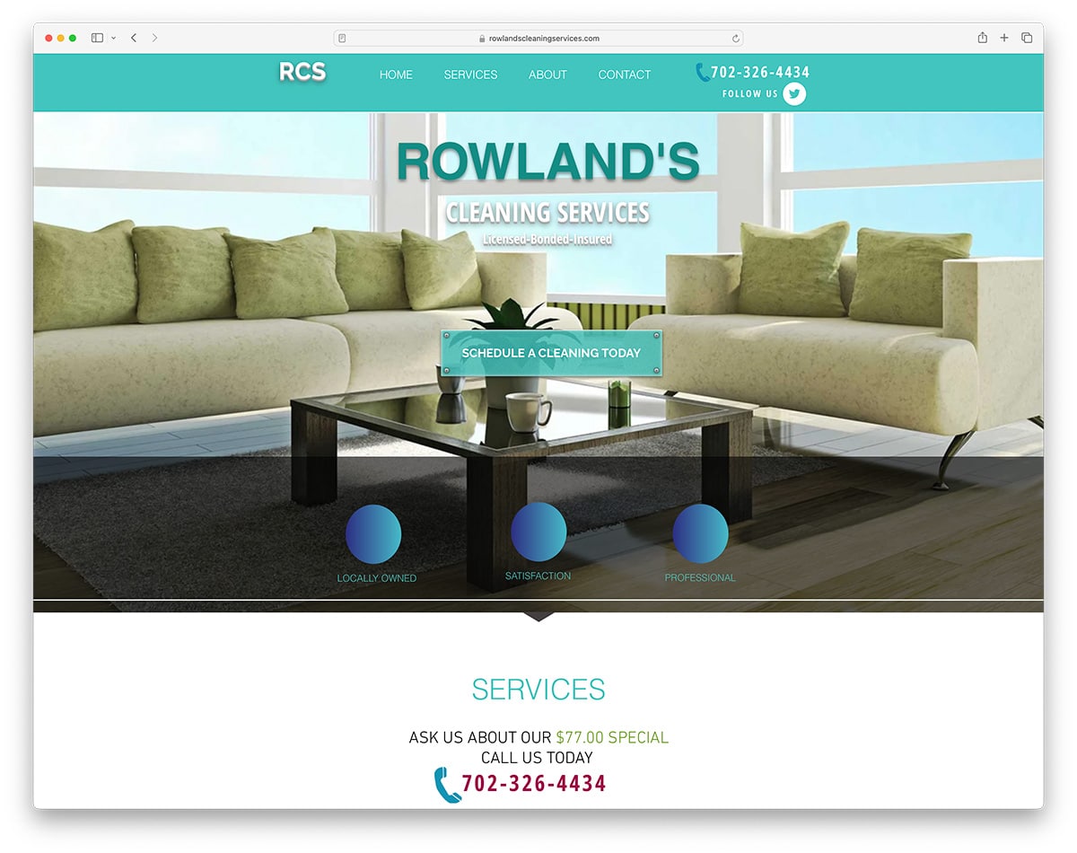Rowland's Cleaning Services company website