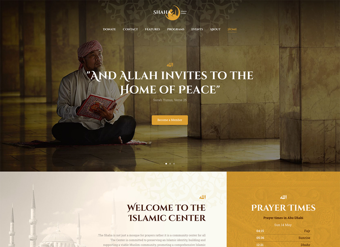 Shaha - Islamic Centre & Mosque WordPress Theme