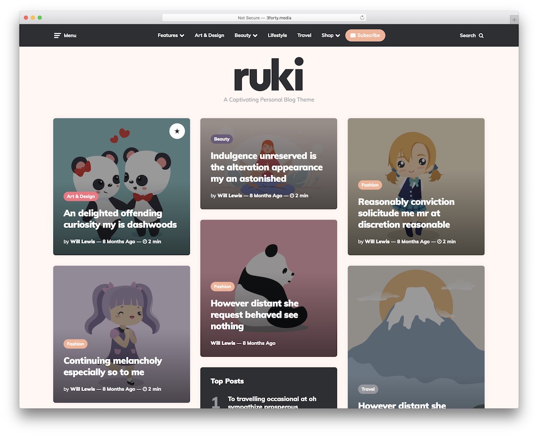 ruki wordpress theme for writers