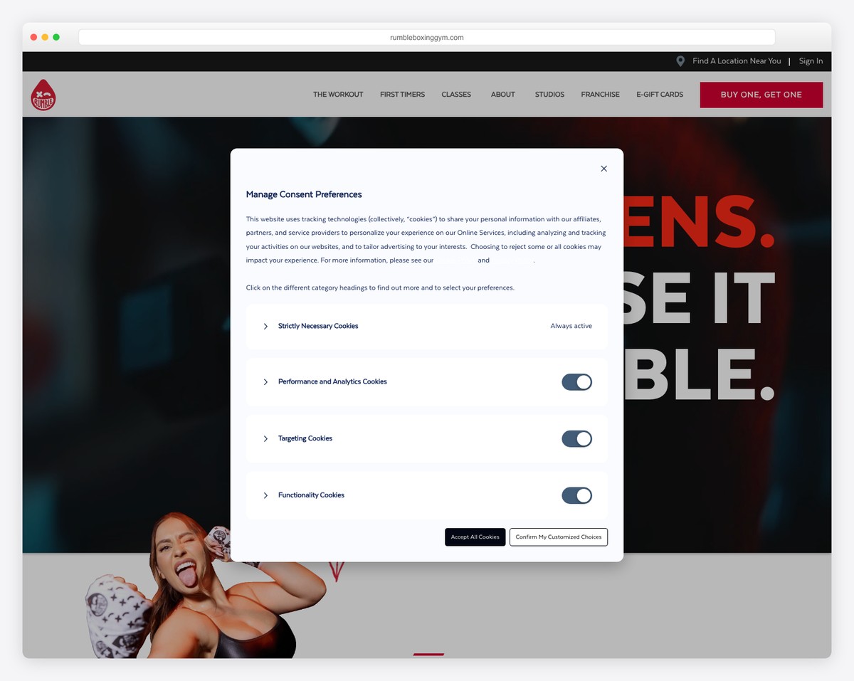 rumble boxing gym website