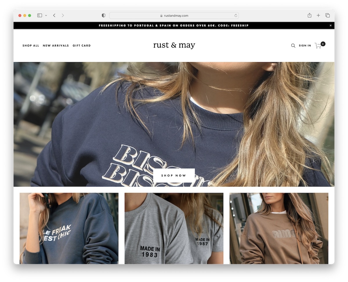 rust and may squarespace ecommerce example