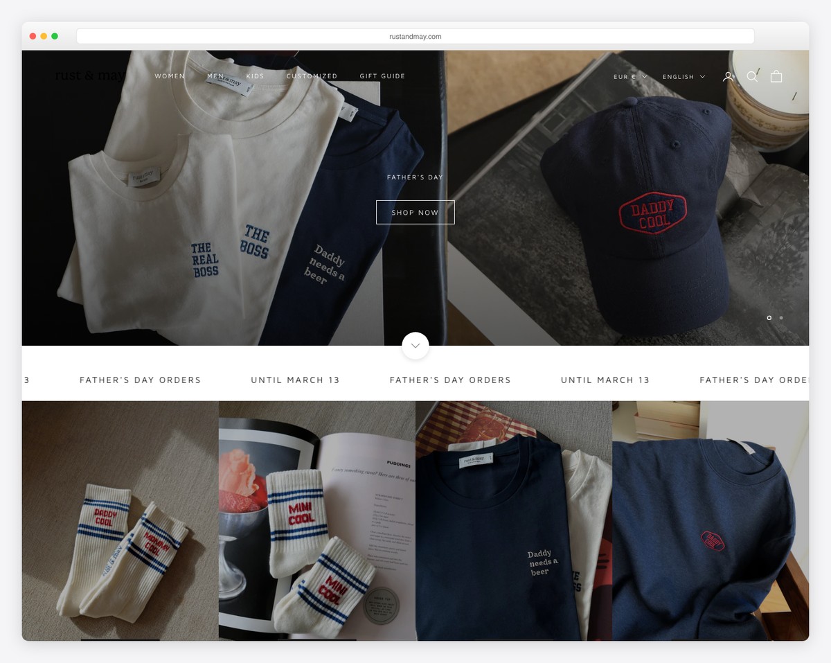 rust and may squarespace ecommerce example