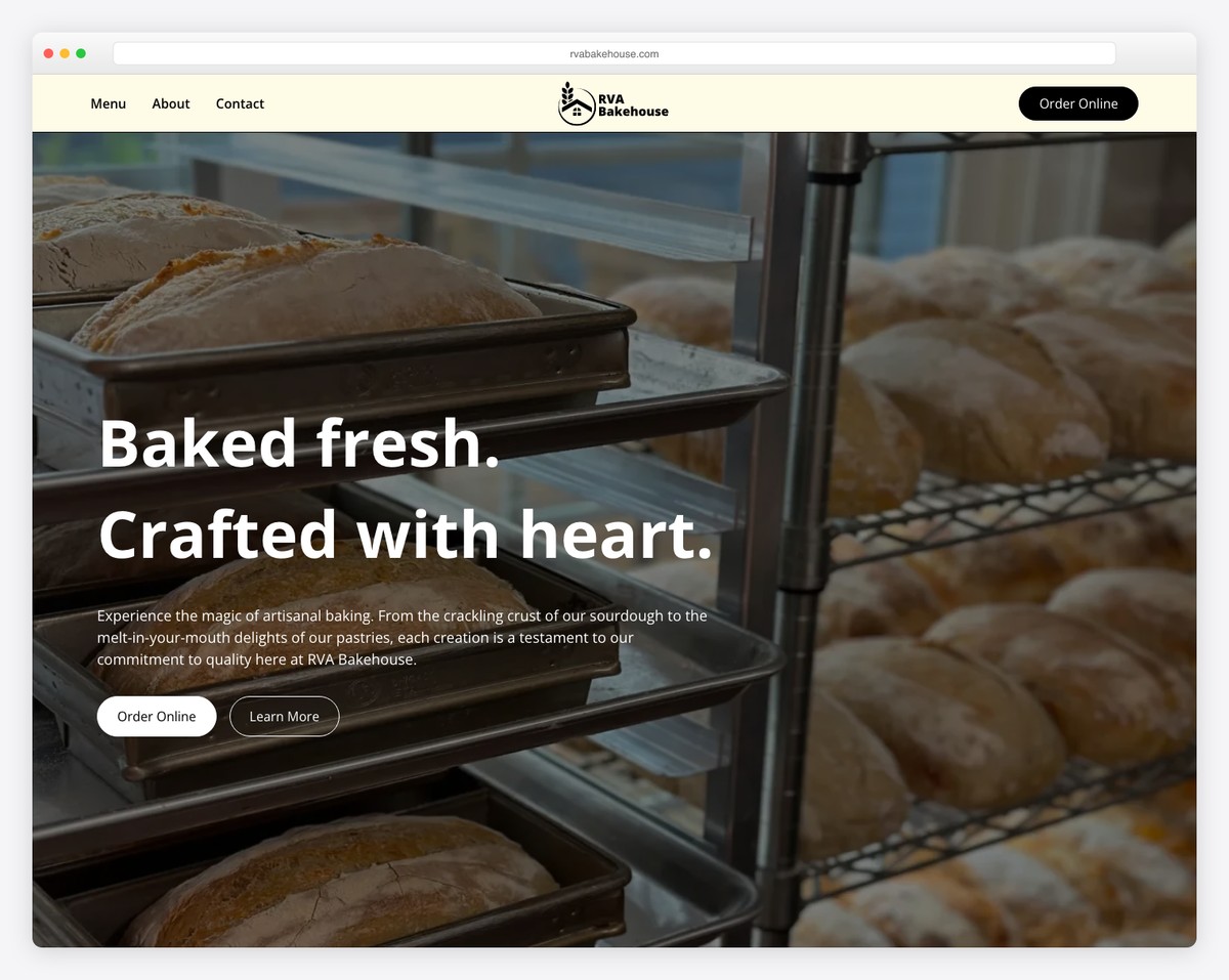 rva bakehouse website example