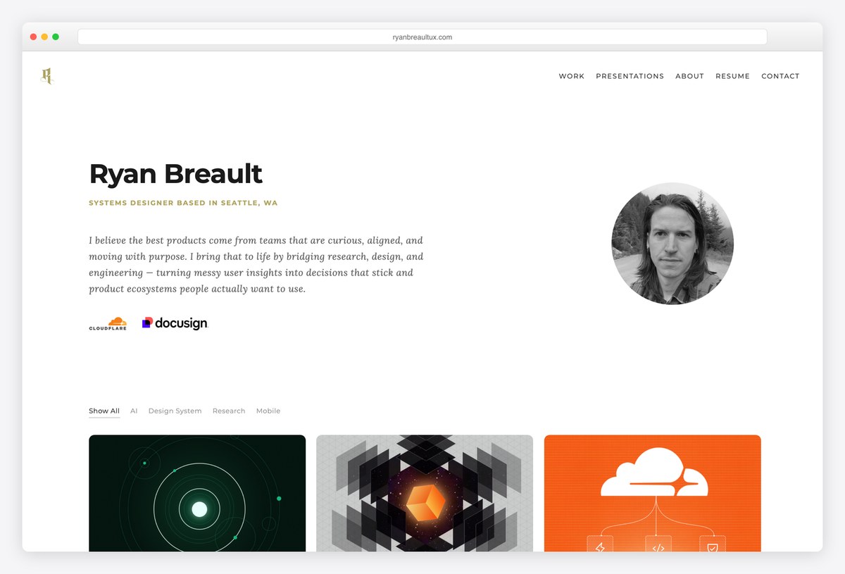 Ryan Breault UX portfolio website