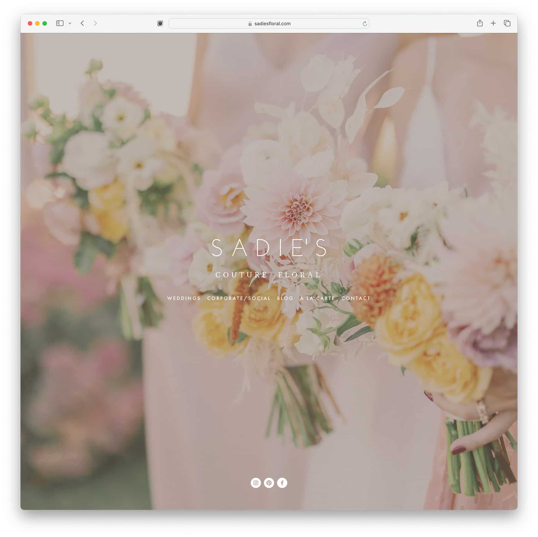 Sadies floral website example made with Squarespace