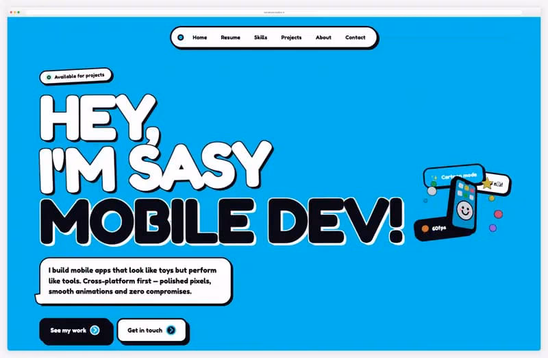 Salvatore Casalino: a bright portfolio with a resume styled as a platform level