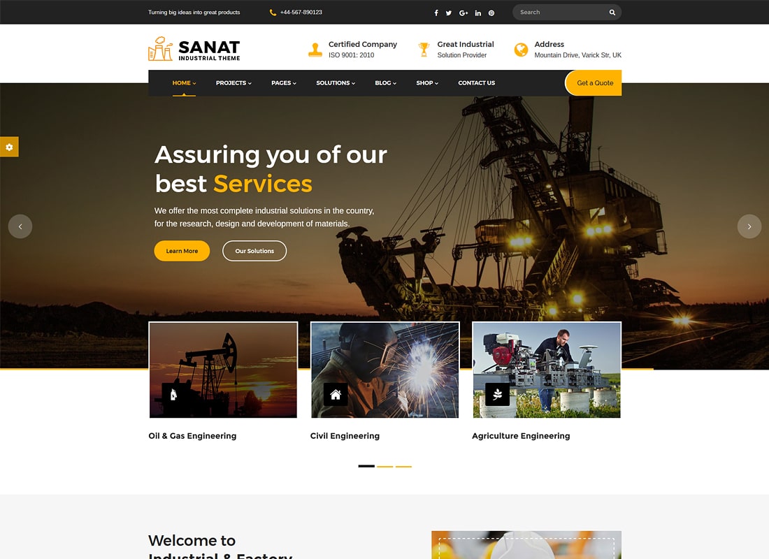Sanat - Factory & Industry WordPress Theme