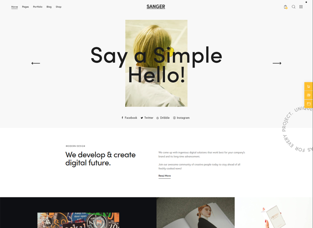 Sanger | Personal Portfolio for Creatives WordPress Theme