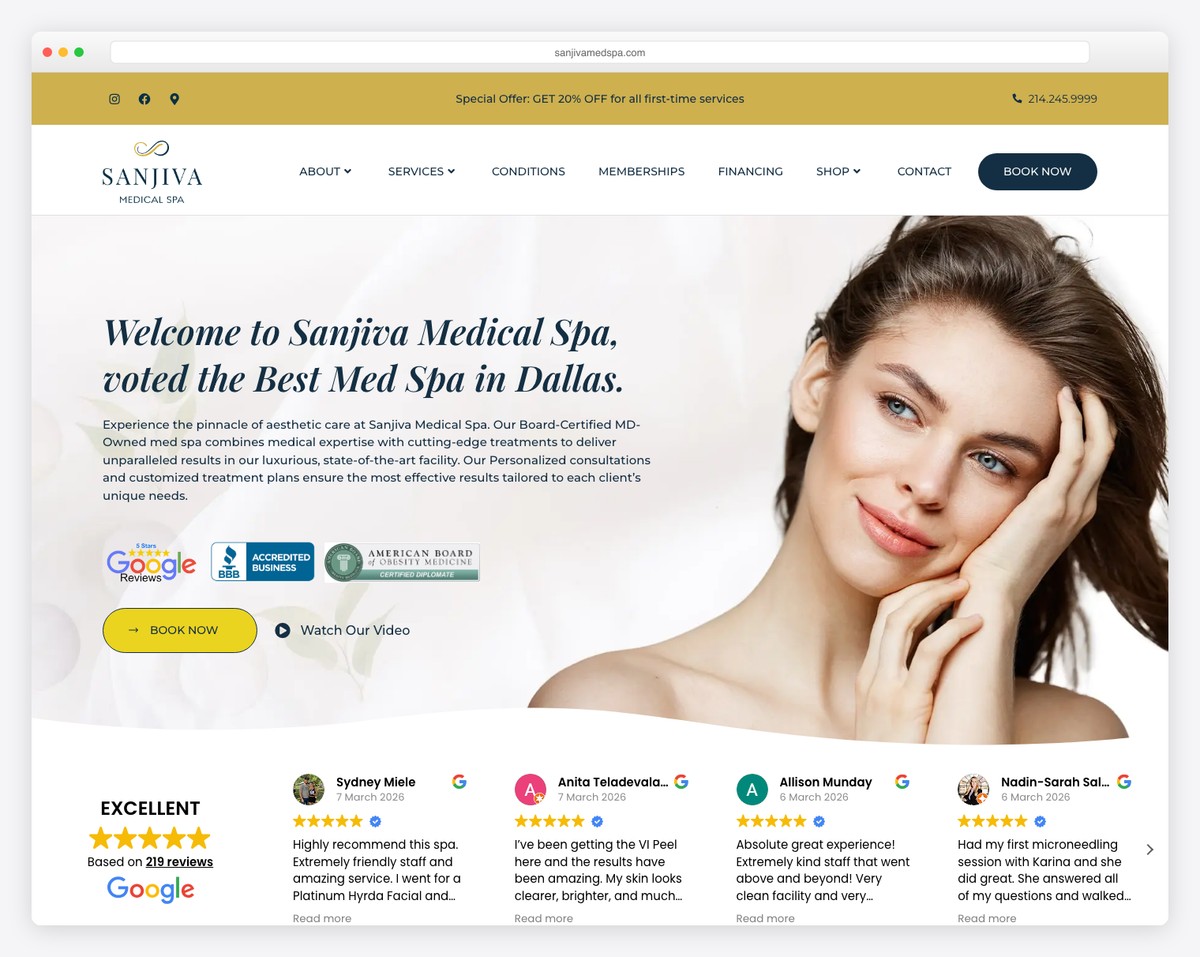 sanjiva med spa website