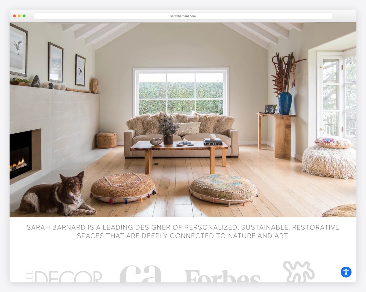 Sarah Barnard interior design Squarespace website