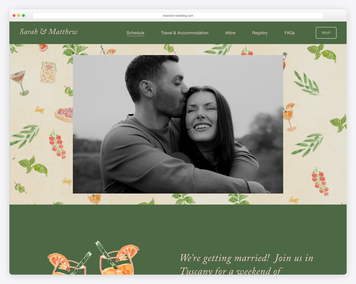 sarah matthew wedding squarespace website example
