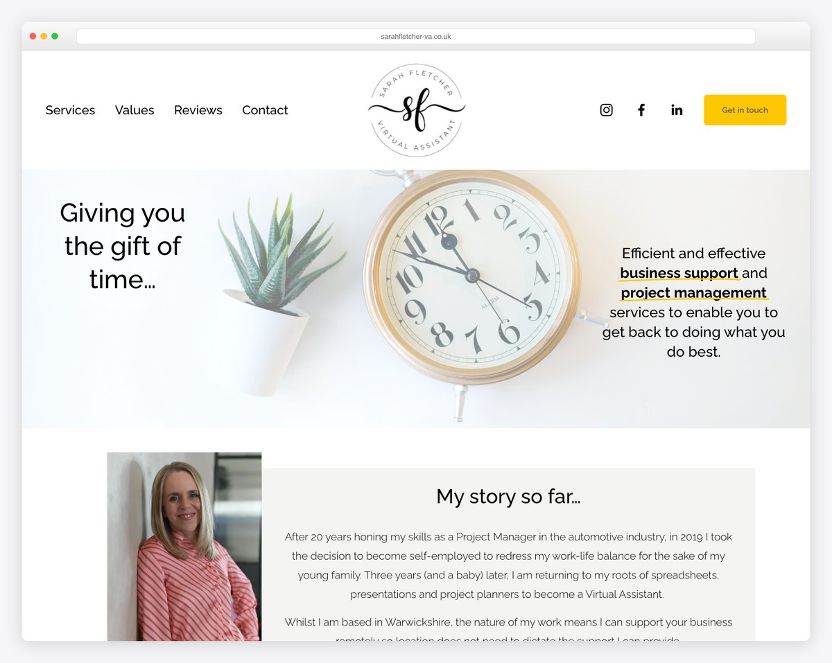 sarah fletcher va website example