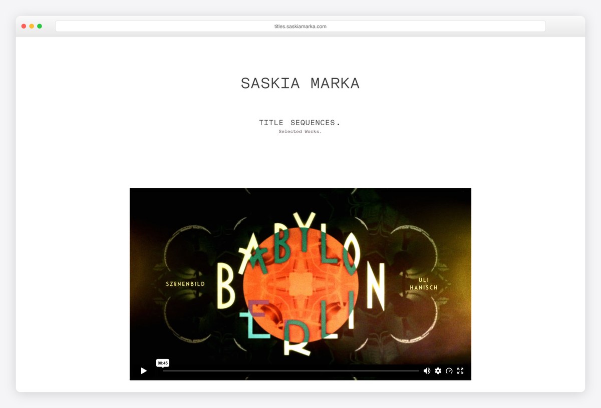 Saskia Marka title designer portfolio website
