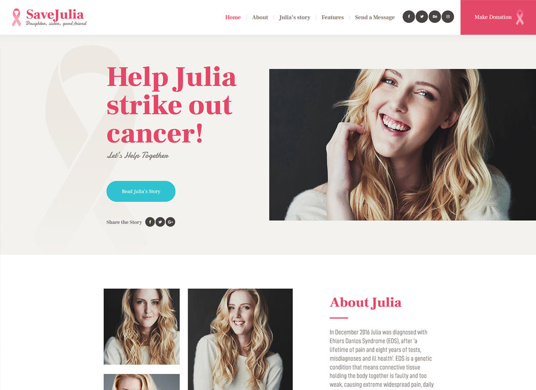 Save Julia - Donation & Fundraising Charity WordPress Theme