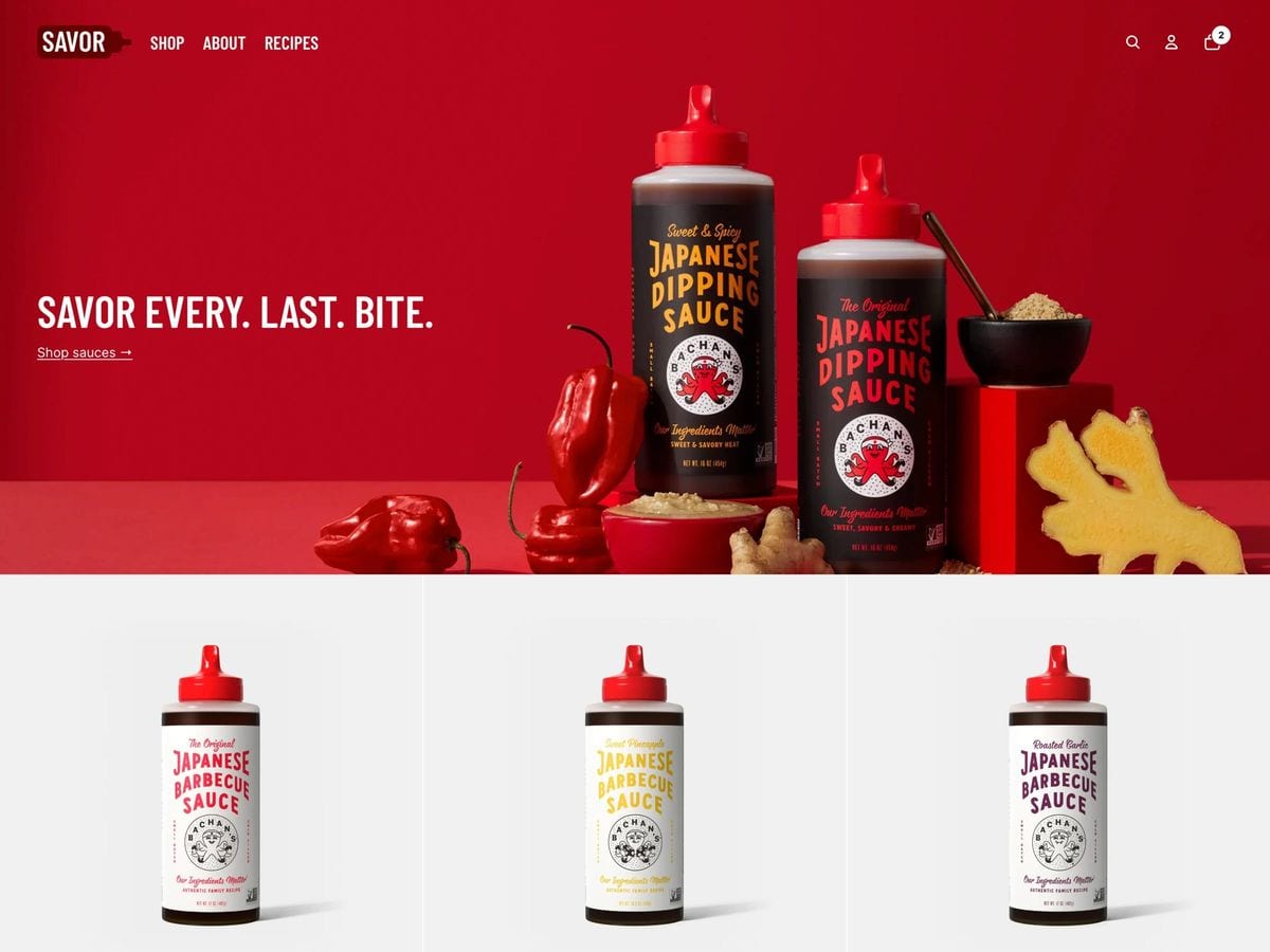 Savor free Shopify theme homepage for a hot sauce brand