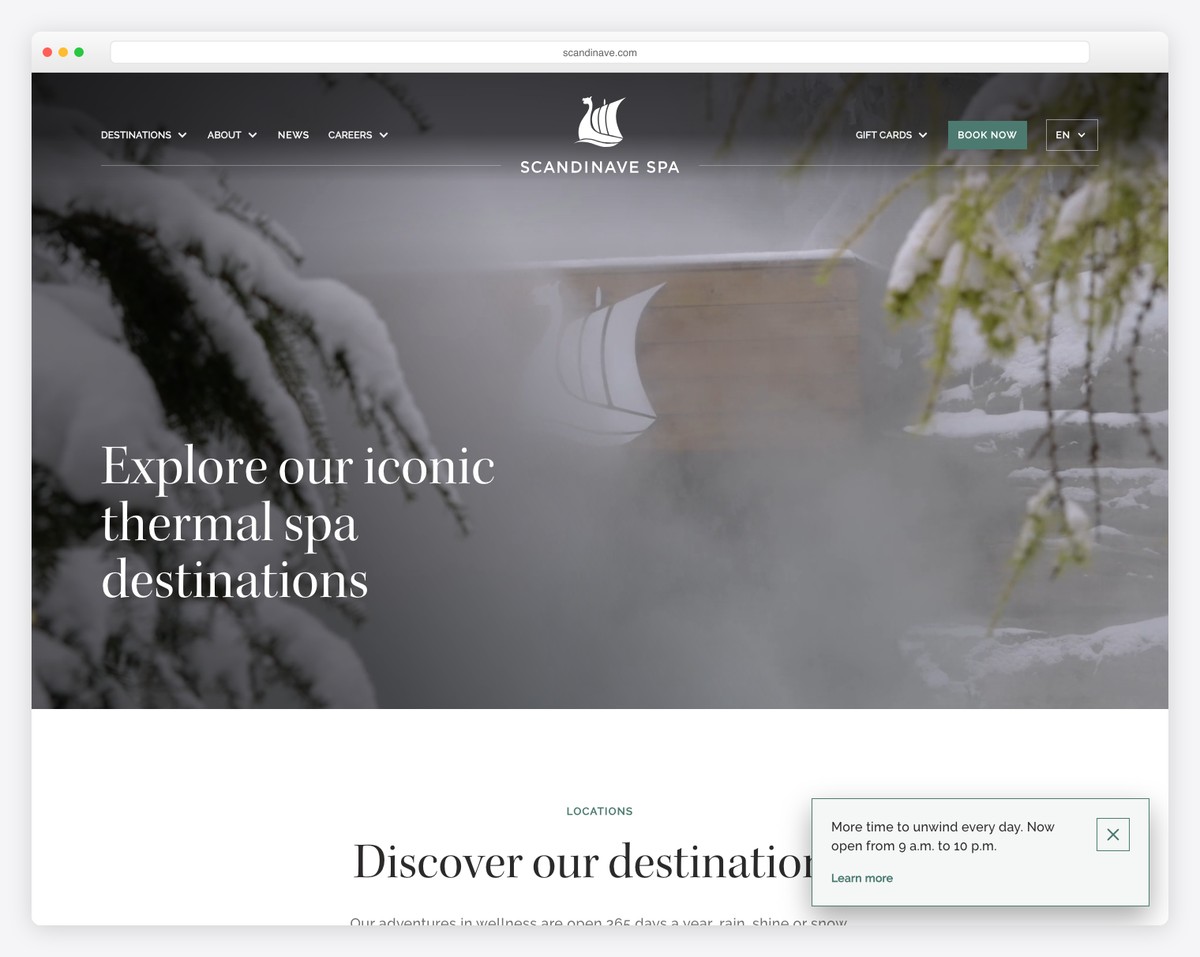scandinave spa website example