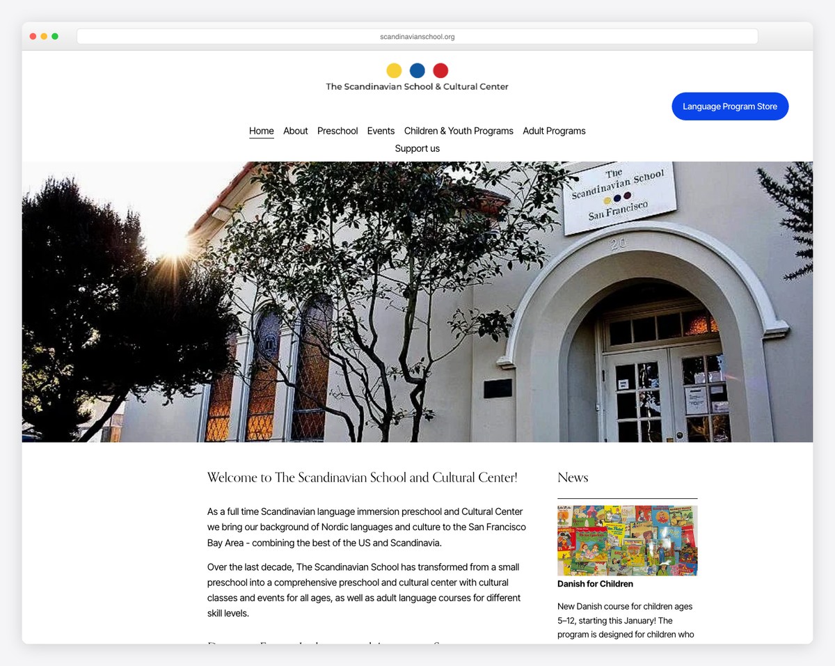 the scandinavian school website example