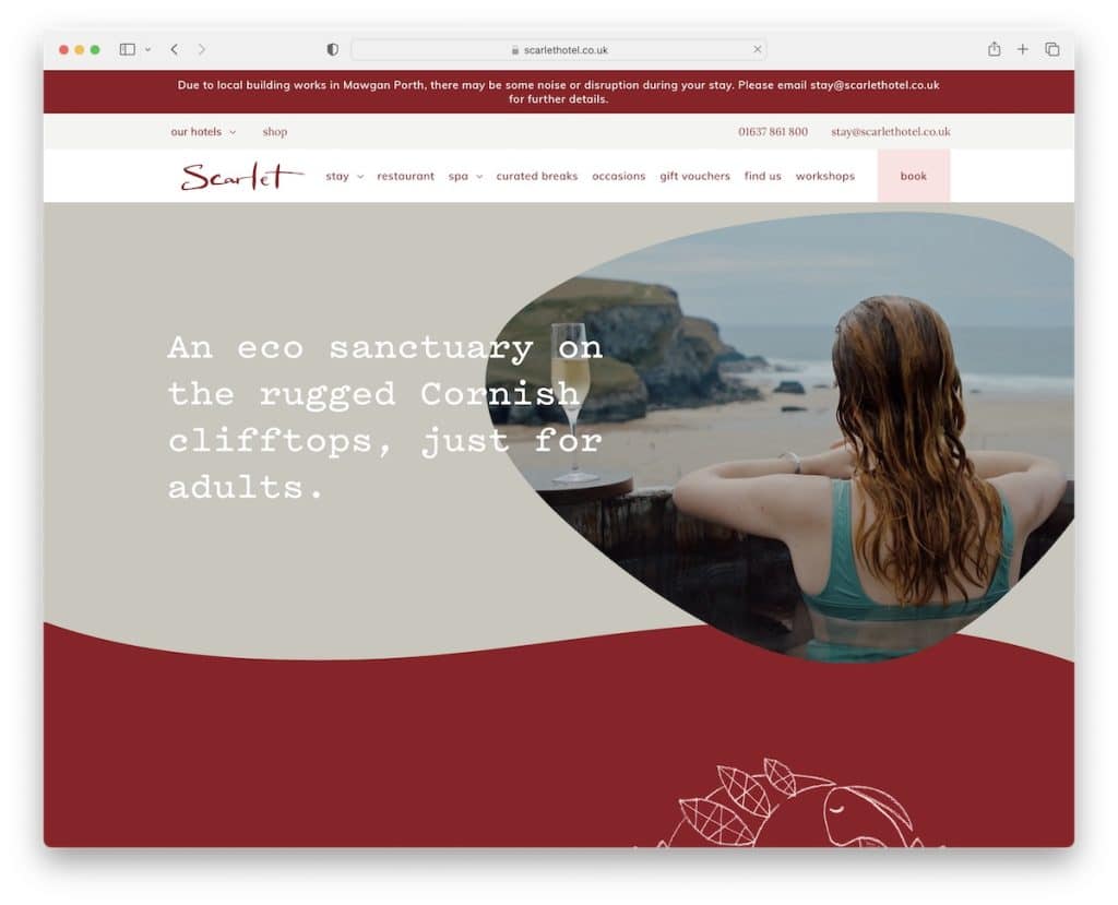scarlet spa hotel website