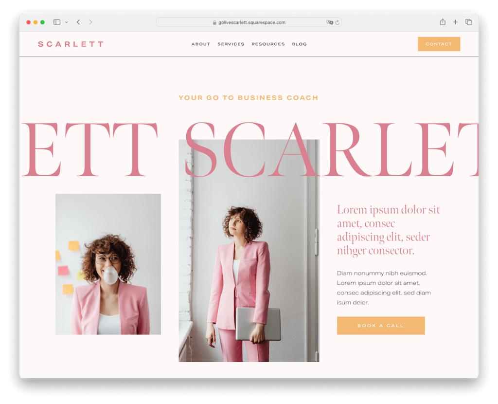 scarlett squarespace influencer template