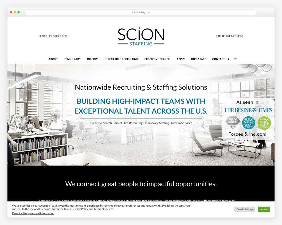 scion staffing website example
