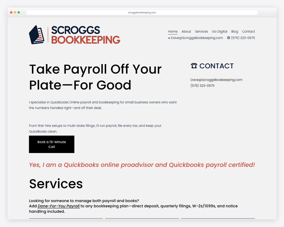 scroggs bookkeeping website example