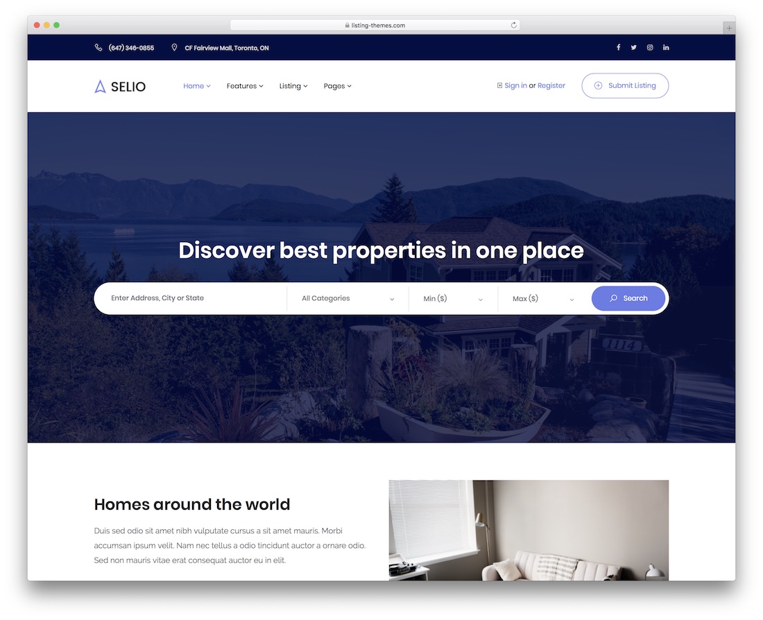 selio real estate website template