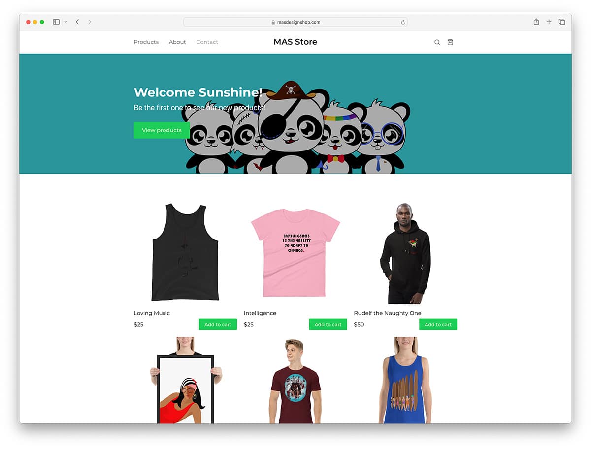 Sellfy merch store example