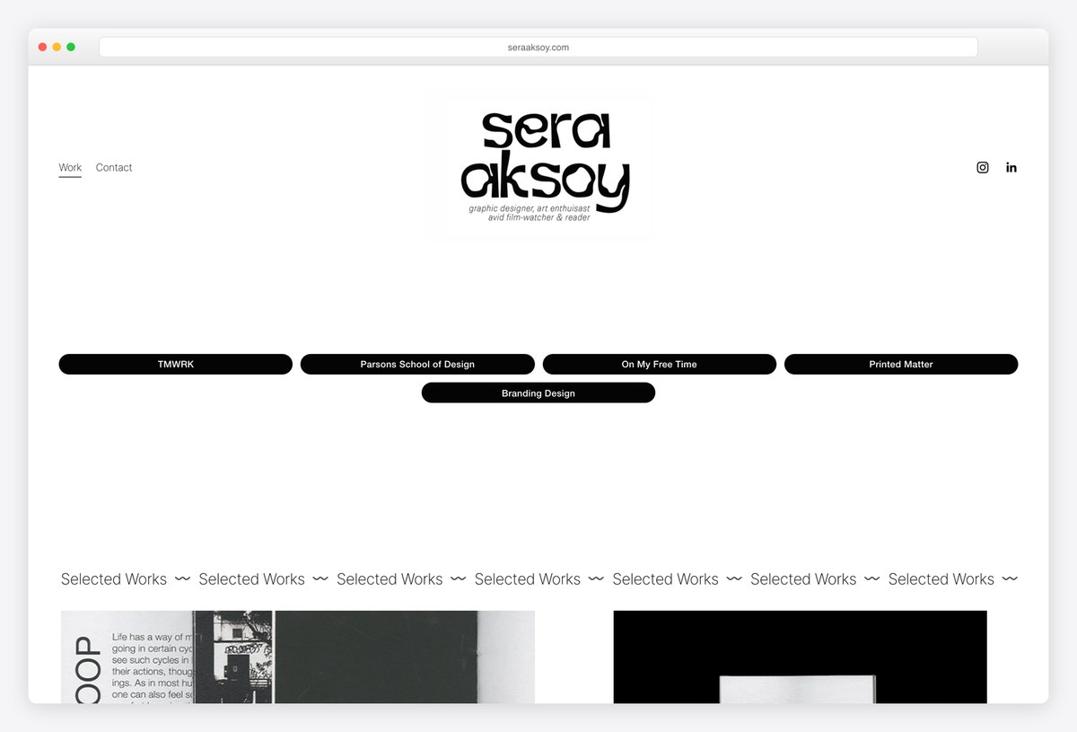 Sera Aksoy graphic design portfolio website