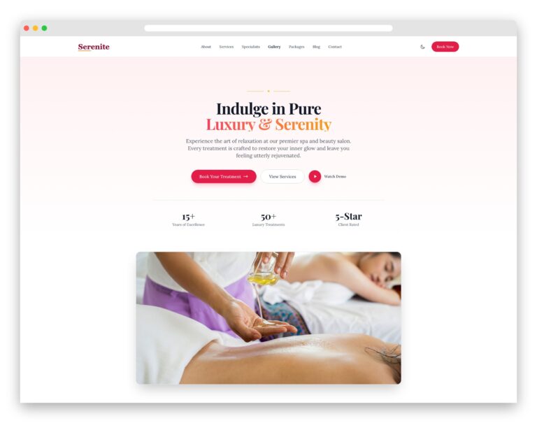Serenite website template screenshot