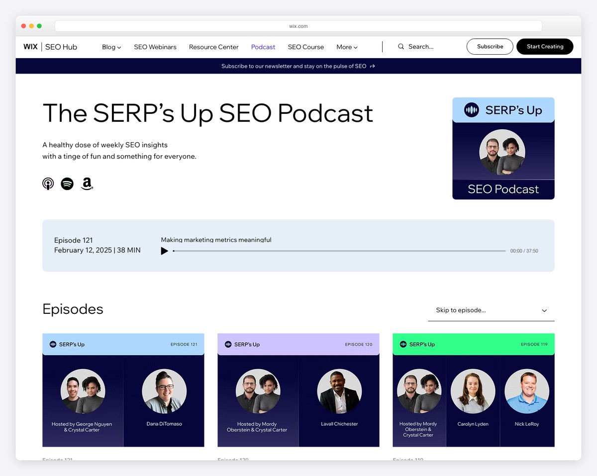 serps up podcast website