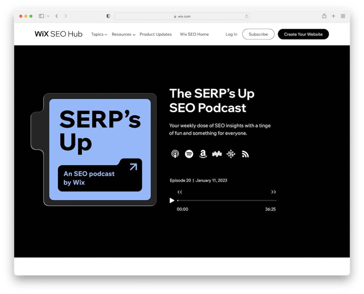 serps up podcast website