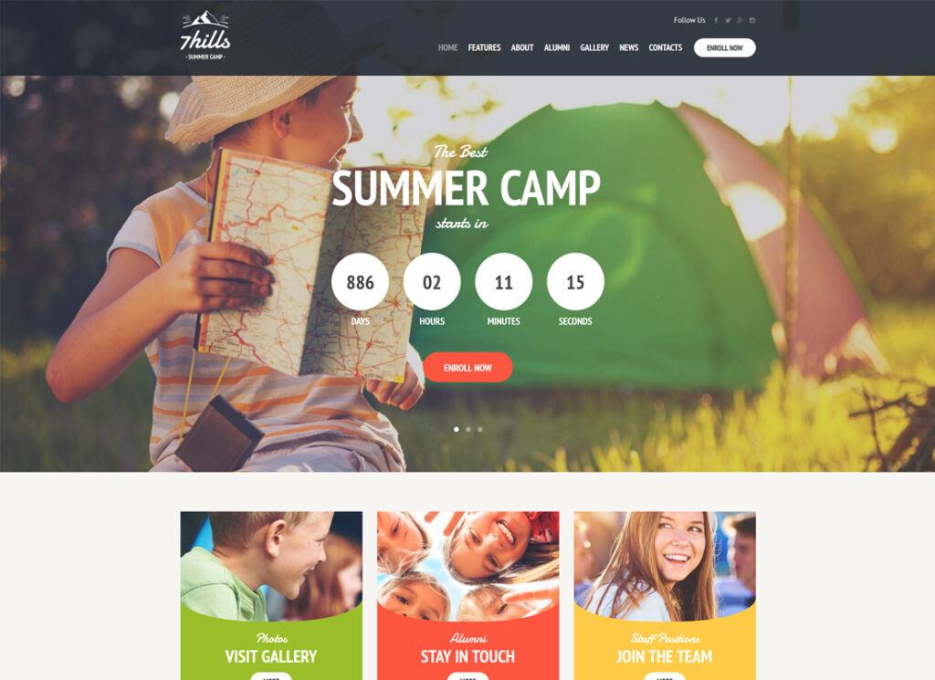 SevenHills | Hiking Summer Camp Children WordPress Theme
