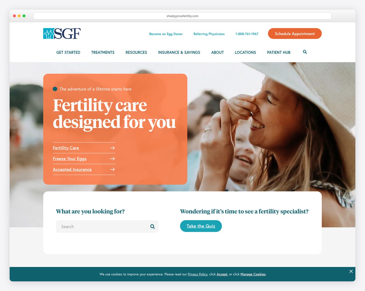 shady grove fertility website example