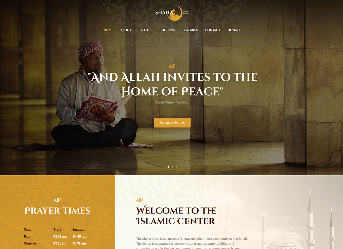 Shaha | Islamic Centre WordPress Theme + RTL