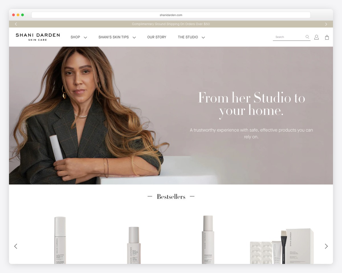 shani darden skin care website example