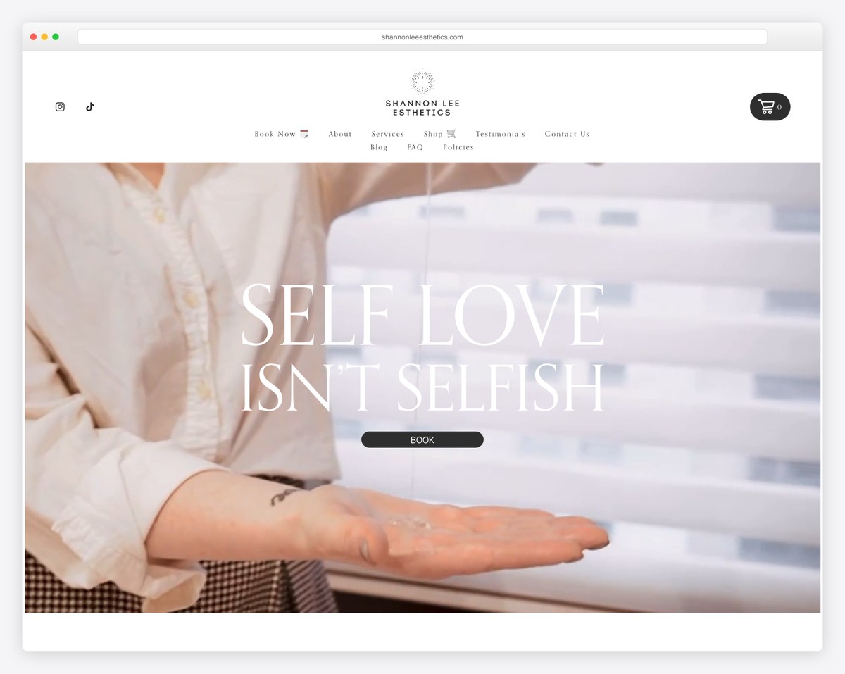 shannon lee esthetics website example